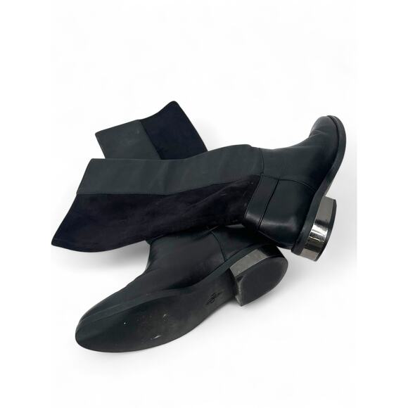 Cole Haan 8 Adler black leather and suede tall knee-high boots Riding Buckle - Picture 5 of 9